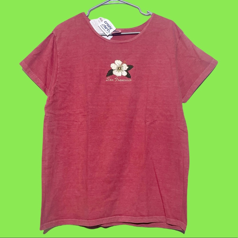 Vintage Embroidered Hibiscus "San Francisco" Tee